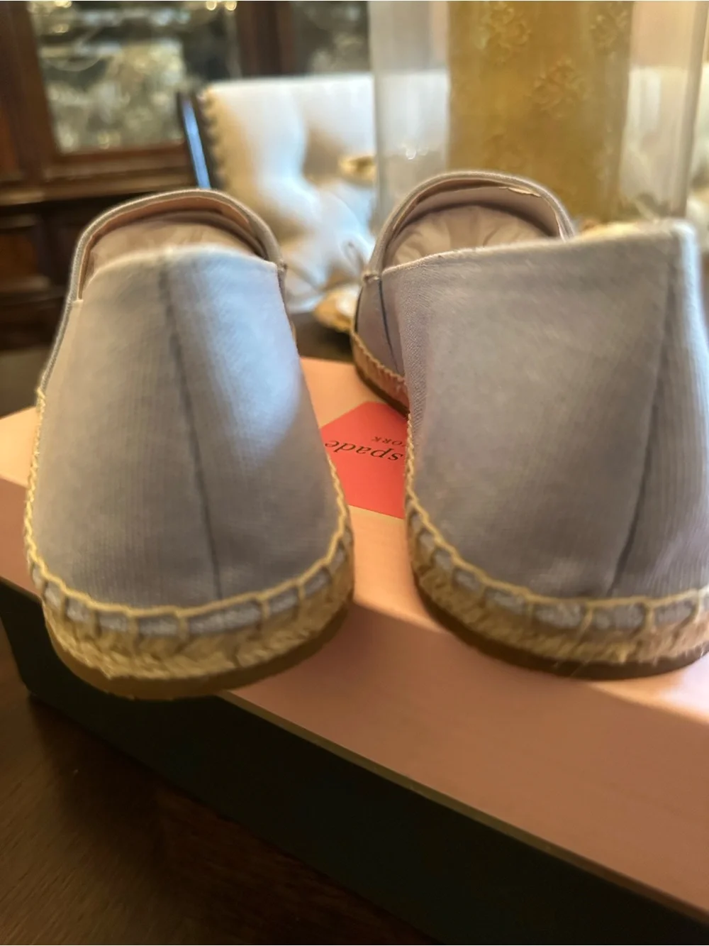 Brand New kate spade Navy Blue  and light Blue Scallop-Accent Espadrille Size 8